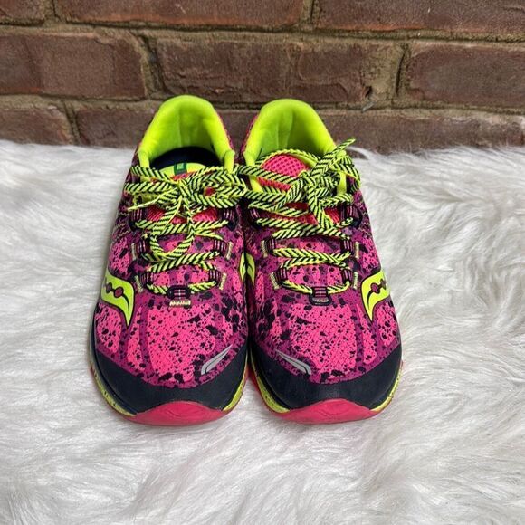 Saucony Nomad TR Women Size 10 Trail Running Shoe Pink-Black-yellow - Picture 3 of 8